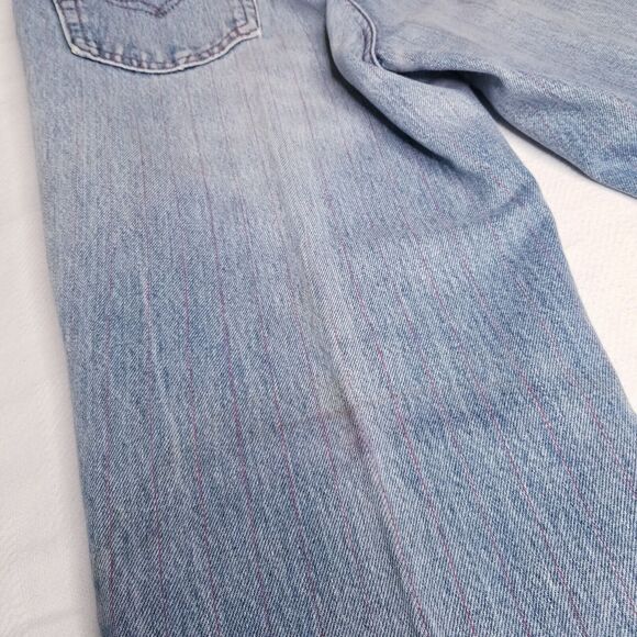 Vtg 80s Levis Distressed RED Pinstripe Stone Wash Made In USA Jeans 28x31 Womens - Picture 8 of 16